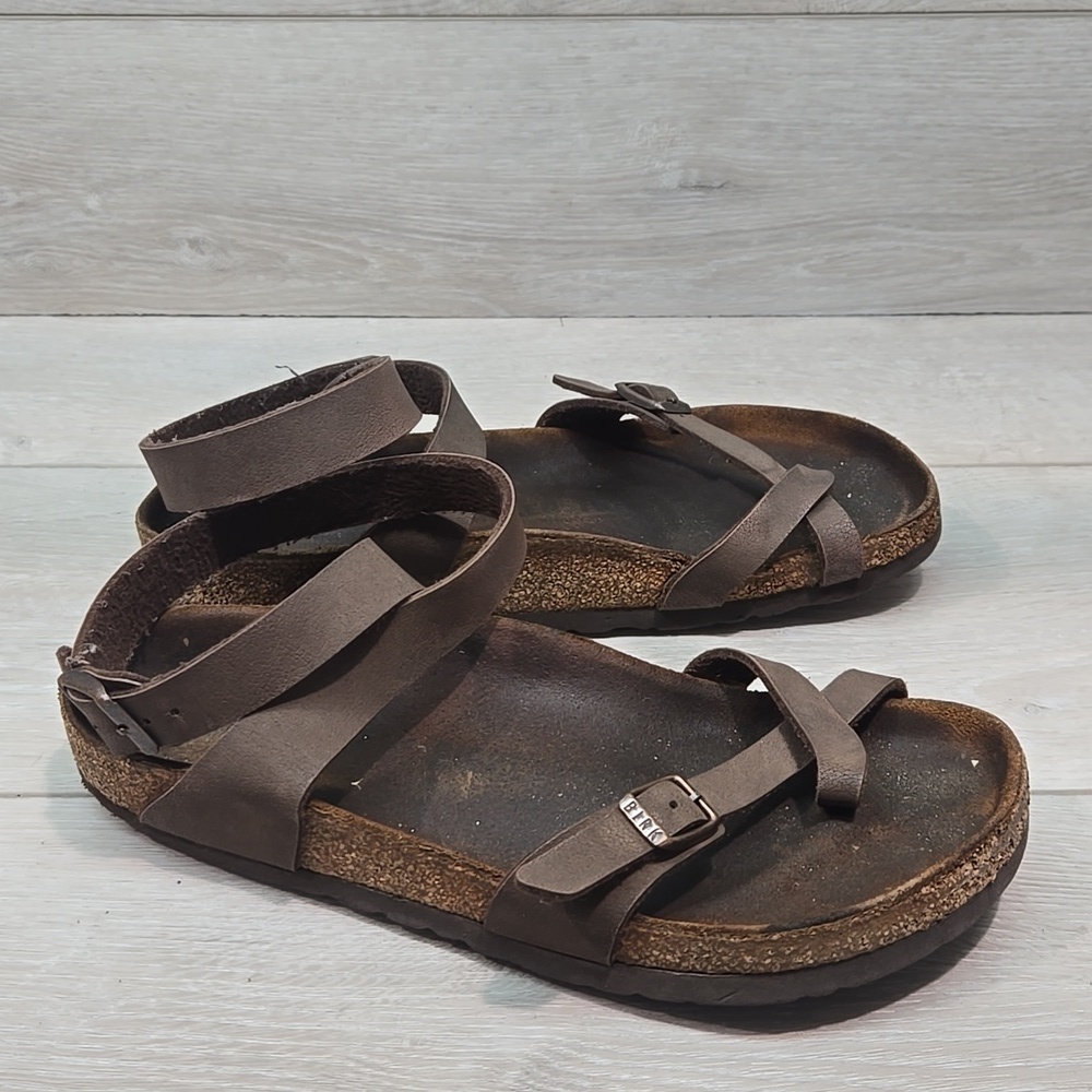 Birkenstock Women Ankle Leather Loop Toe Strappy Sandals Shoes Sz 37/6 Regular